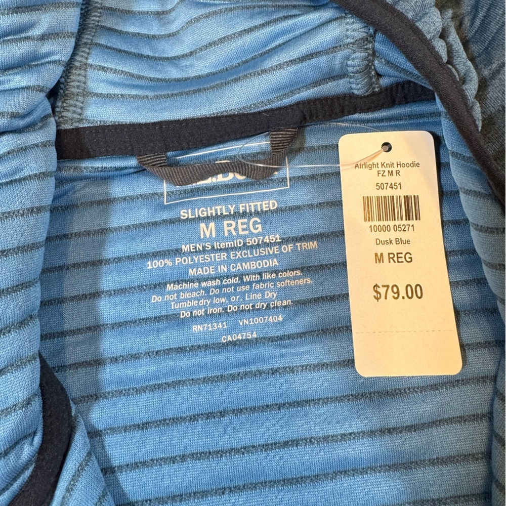 NWT L.L. Bean Men’s Blue Full-Zip Hooded Sweatshirt Jacket - Picture 4 of 8